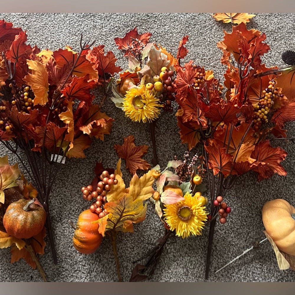 Autumn Harvest Faux Floral Arrangement Pieces. Artificial florals